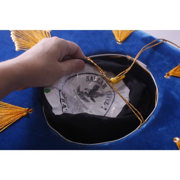 Salazar Yepez, Sombrero Hat, Blue and Gold, Mexico, Embroidered, ~ 250809-WH 458 - Picture 4 of 5